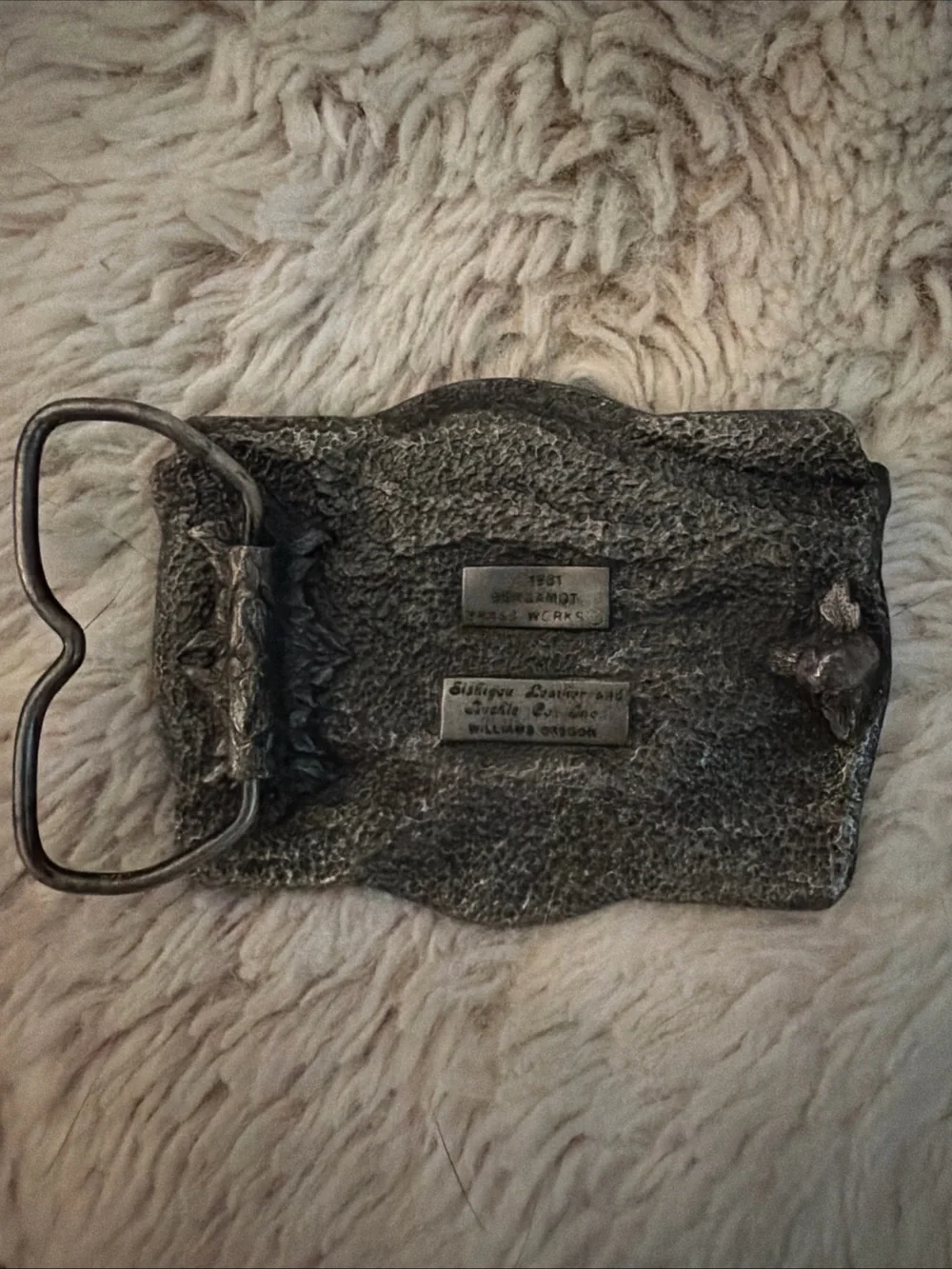 Vintage 1981 Bergamot Brass Works Wyoming Is What America Was Belt Buckle